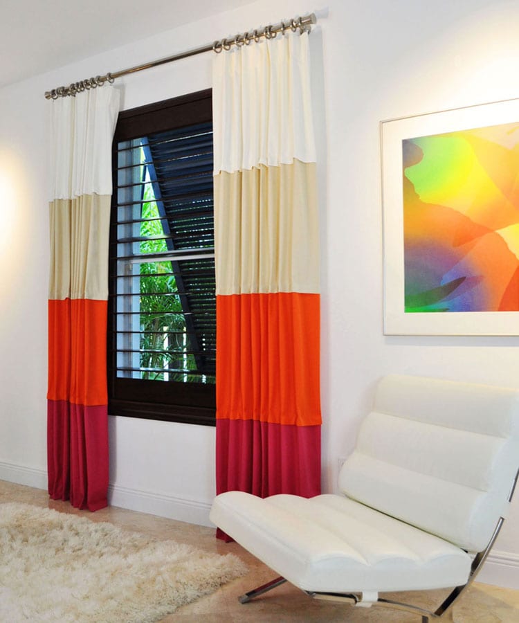 indoor & outdoor drapes - adjustable length drape cream orange tan and pink